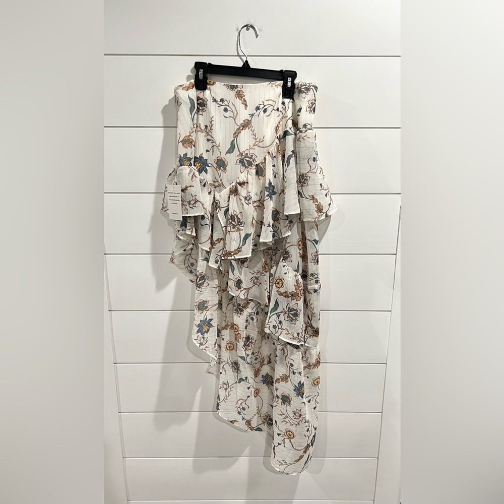 NWT For Love and Lemons white floral midi Romy skirt - Picture 8 of 8
